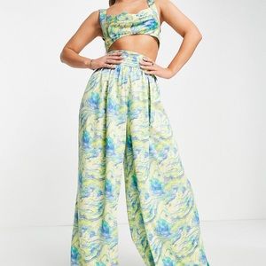 ASOS LUXE satin marble print set